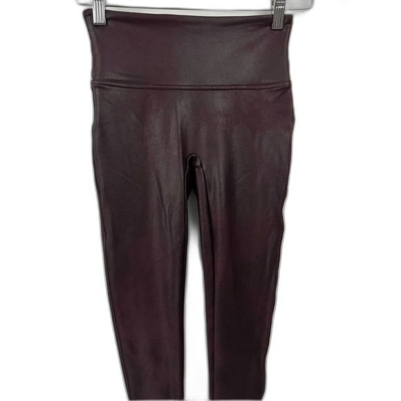 SPANX Burgundy Faux Leather Leggings Size Small - Picture 14 of 16